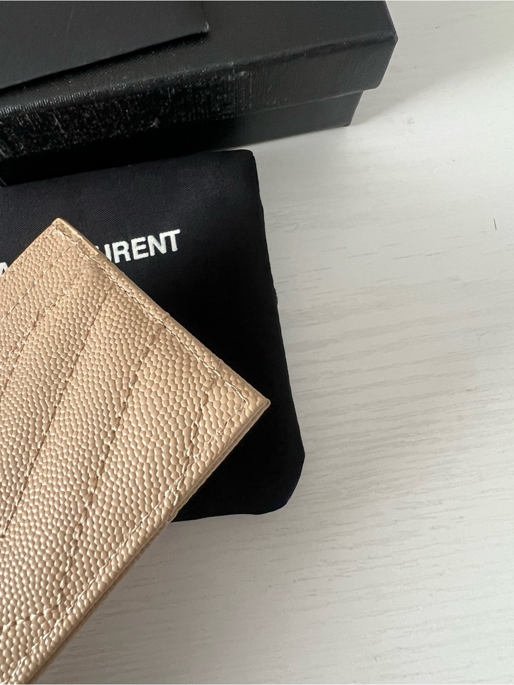 Saint Laurent Beige Leather YSL Logo Card Case - Picture 9 of 11